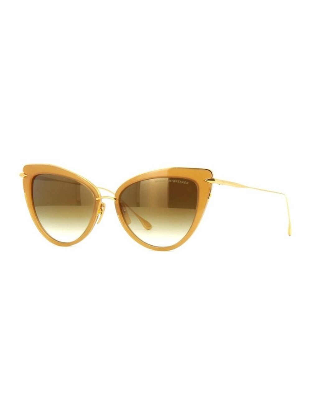 New Authentic Dita Womens Light Brown Crystal and 18K Gold Cat Eye Acetate Sungl